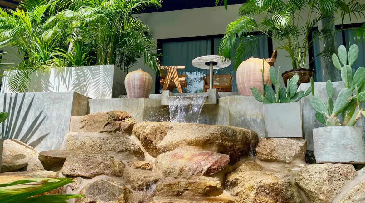 Terrace & waterfall in front of Bedroom